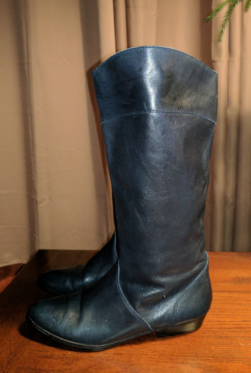 VINTAGE ETIENNE AIGNER NAVY Blau SOFT LEATHER RIDING BOOTS 7.5 M TALL BOHO GYPSY VINTAGE ETIENNE AIGNER NAVY Blau SOFT LEATHER RIDING BOOTS 7.5 M TALL BOHO GYPSY