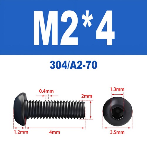 Schwarze Innensechskant Linsenkopfschrauben A2 V2A Edelstahl ISO 7380 M2 - M10 - Bild 6 von 121