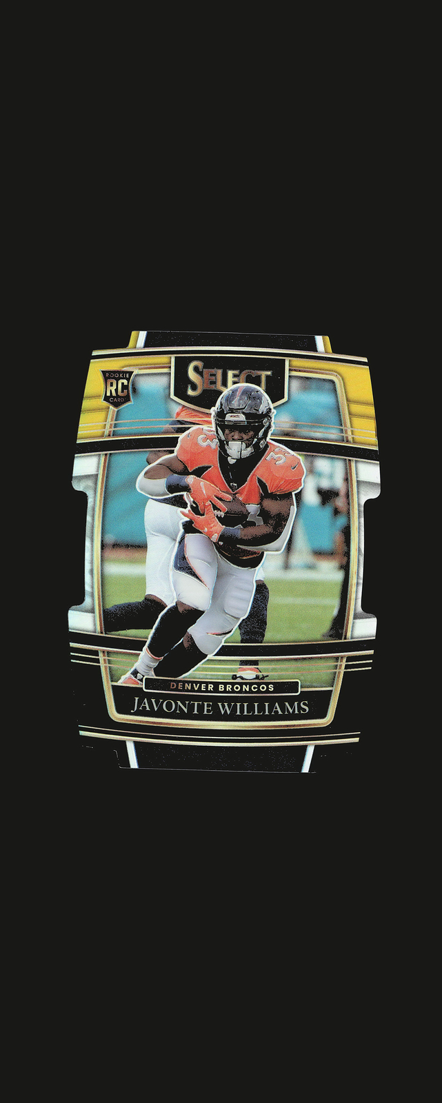 2021 Panini Select #57 Javonte Williams Black and Gold Prizm Die Cut RC