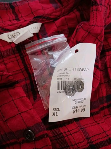 NWT NEW Cato XL Red Black Plaid Button Up Shirt Roll-Tab Sleeves - Picture 3 of 5