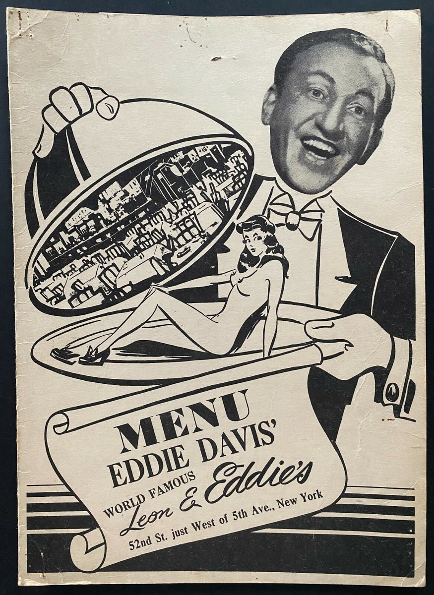 1940s Vintage Menu Leon & Eddie's Davis Jazz Burlesque Strip