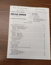 Road Hogs sourcebook - signed -  photocopy - 1986
