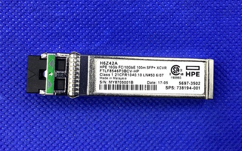 H6Z42A HP 16GB FC 10GBE 100M SFP+ XCVR 738194-001 H6Z42-63001 FTLF8546P3BCV-HP - Picture 2 of 2