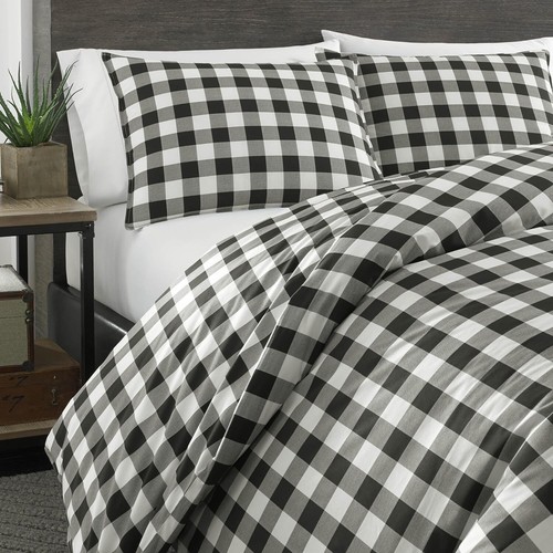Eddie Bauer - King Duvet Cover Set, Cotton Reversible Bedding, Buffalo Plaid Hom - Picture 3 of 3