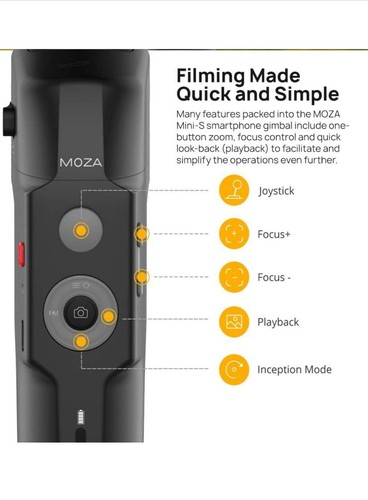 NEUF BOITE OUVERTE đ„Moza Cardan TĂ©lĂ©phone Mini-S Trois Axes Anti-Agitation Stabilisateur Pliable - Photo 3 sur 4