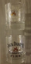 NEW! Set of (2) Jack Daniels Tennessee Fire Shot Glasses, Flamed Engraved 