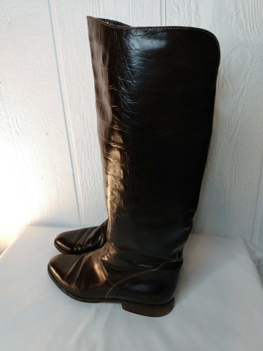 Charles David Women's Sz 7 B Brown Leather Riding Boots Vibram Soles FLAWS - Picture 3 of 12