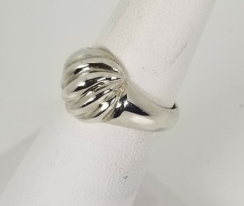 Ladies Sterling Silver Round fancy swirl ring size 6 - Picture 2 of 8