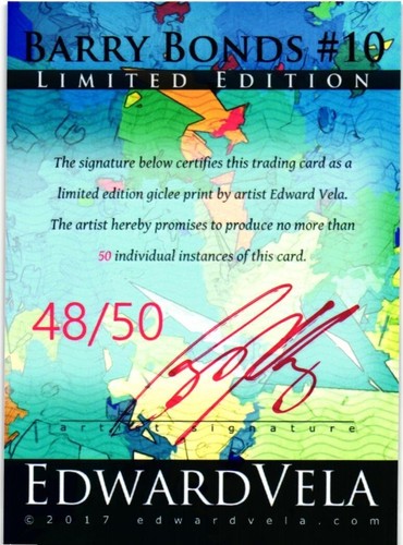 Barry Bonds 2017 Artist Signed Limited Edition Print Card 48 of 50 - Bild 4 von 4