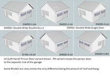 HO Scale Two-Car Single Door Garage with Positionable Garage Door, 12 Versions