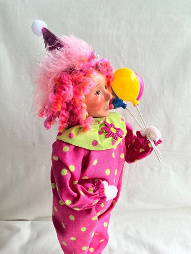 Byers Choice 2009 seltener Happy Birthday Clown im rosa Outfit mit Luftballons - Bild 12 von 14