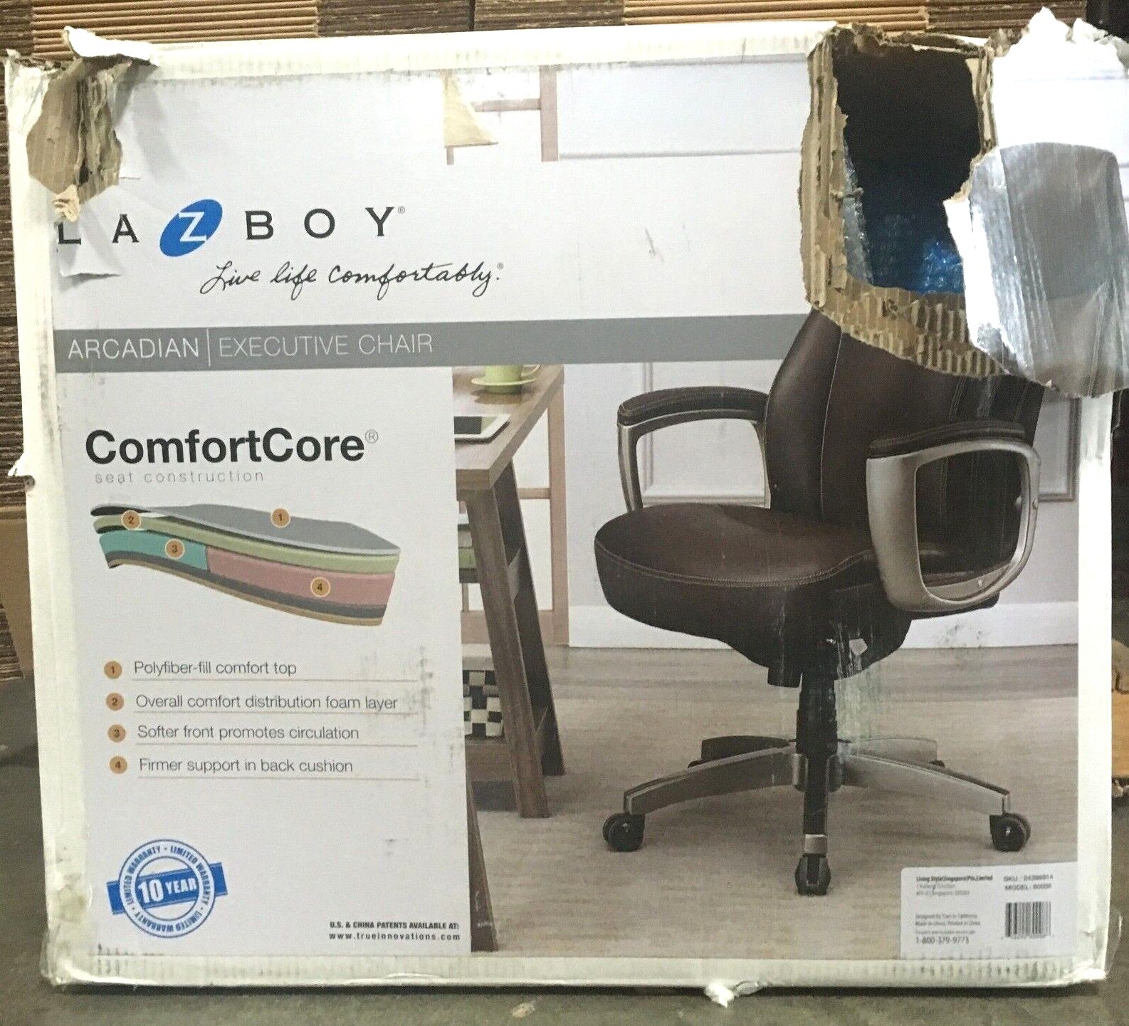 LaZBoy Arcadian Executive Chair 60008 ComfortCore Bonded Leather