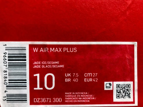 NIKE AIR MAX PLUS JADE ICE/SESAME SIZE WOMEN 10 (MEN SIZE 8.5) [DZ3671-300] - Picture 5 of 5