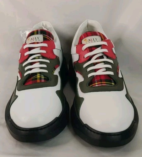 Bally Kings Men's Size 12 Sneakers Made in Italy Leather Green/Red/White NIB - Picture 3 of 15
