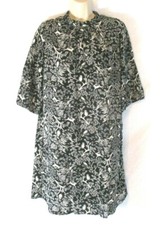 Old Navy Women Modest Dress Black White Floral Animal Sz M Keyhole Back CB37F