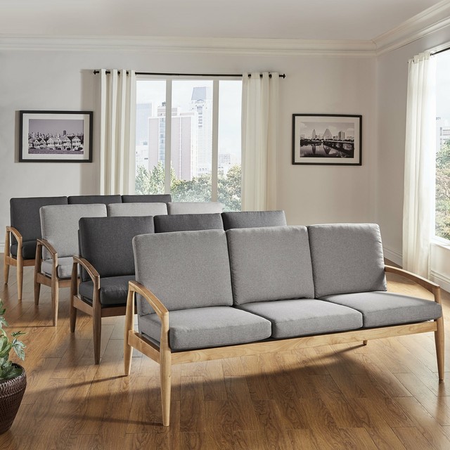 Grayson Mid Century Curved Wood Arm Sofa By Inspire Q Modern