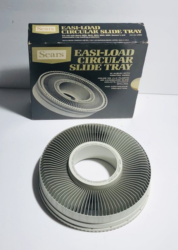 5 Sears Vintage Easi-Load Circular Slide Tray Carousel Holds 100 2x2 Slides - Picture 8 of 12