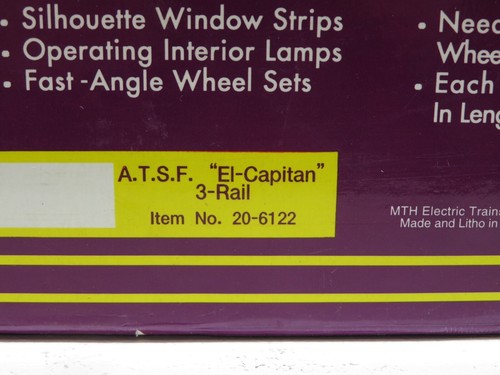 MTH 20-6122 ATSF El Capitan 60' Aluminum Sleeper/Diner 2 Car Pass. Set LN - Picture 2 of 8
