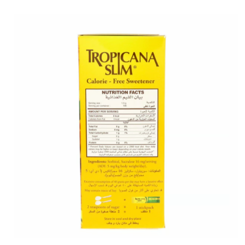 Tropicana Slim Calorie Free Sweetener Stick Pack 100 Sachets 150g Free Shipping - Picture 3 of 3