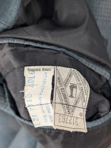 Brooks Brothers Vintage 60s Atomic Blue Plaid 2 Piece Suit Blazer Pants 40L 34W - Picture 4 of 9