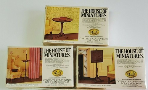House of Miniatures 3 Queen Anne Dollhouse Furniture Kits Vintage 1970s Sealed - Picture 1 of 4