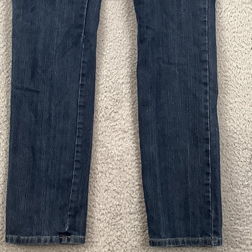 Fox Denim Straight Leg Jeans Womens 11 Dark Wash Blue Denim Embroidery Rivets - Picture 7 of 10
