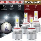 9005 9006 LED Headlight Kit Combo Bulbs High Low Beam Super White Bright 6500K