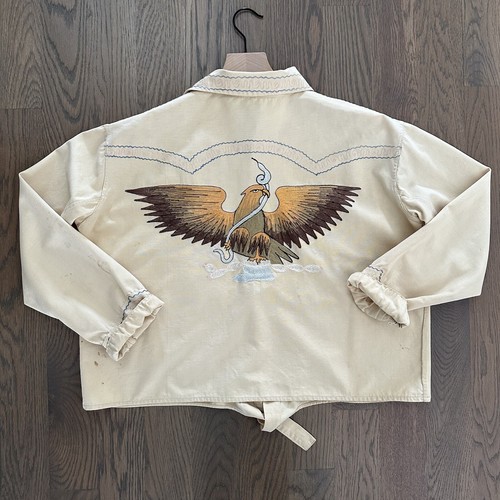Vintage Western Kette genähte Krawatte Vorderbluse in hellgelb Größe Small - Bild 5 von 8