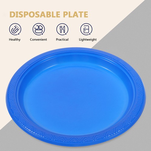 20 Pcs Blue Round Dining Tray Barbecue Serving Dishes Camping Party - Picture 4 of 12