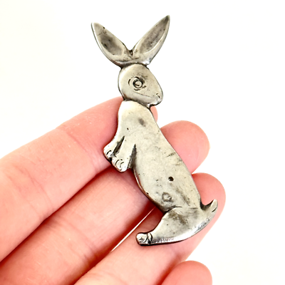 Vintage Designer 925 Sterling Silver Bunny Rabbit Brooch Pin