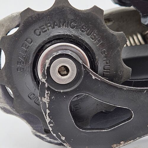Desviador trasero vintage Shimano Deore XT 9 velocidades RD-M750, jaula larga, MTB, limpio - Imagen 4 de 8