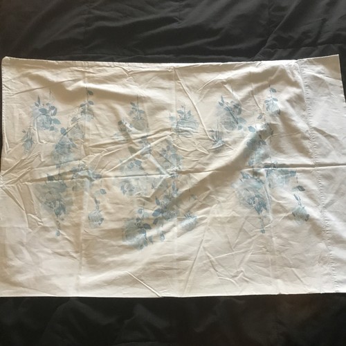 Funda de almohada estándar floral azul Sears Roebuck percal vintage - Imagen 3 de 7