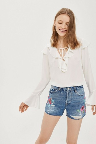 Topshop Moto Floral Painted Ashley Shorts UK 10 rrp £34 DH9 OO 20 - Picture 5 of 6