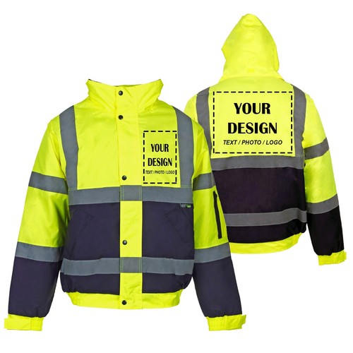 Personalisierte Hi Vis wasserdichte Sicherheit Bomberjacke wattiert Sicherheit Arbeitskleidung - Bild 11 von 17