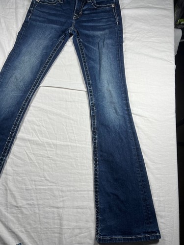 26x32 Miss Me Chloe Bootcut Jeans Rhinestones Embroidered Y2K Western Bling Blue - Picture 16 of 24