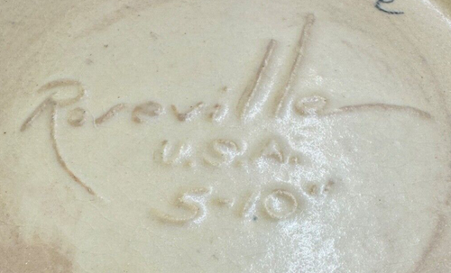 Vintage Roseville Keramik 5-10 Doppelgriff Konsole Schüssel = - Bild 6 von 6