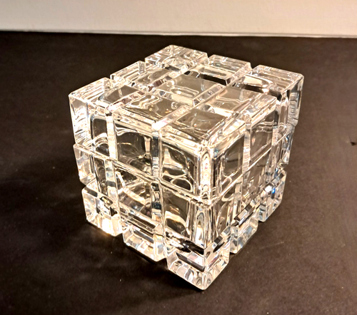 Colle Kristall Würfel Box mit Deckel Kunst Glas Schmuck Schale 3x3x3 Made In Italy - Bild 12 von 16