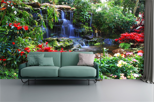 3D Garden Waterfall Self-Adhesive Wall Mural Poster Wallpaper for Bedroom Decor - Picture 2 of 5