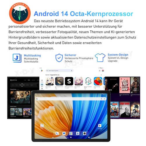 Gaming Tablet 11 Zoll 128GB+18GB Tablet Android 14 4G LTE+5G WiFi Tab GPS/BT5.0 - Imagen 4 de 14