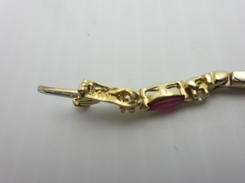 14k Yellow Gold Marquise Ruby and Diamond Bracelet 7.4 inches - Picture 10 of 10