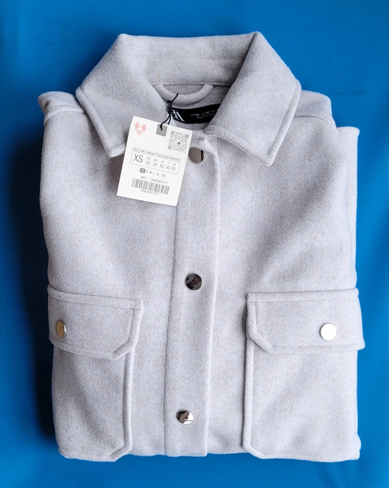 OFF WHITE NUOVO Zara Off White Morbido Bottone Down Overshirt Shacket Giacca Donna XS NUOVO CON ETICHETTE