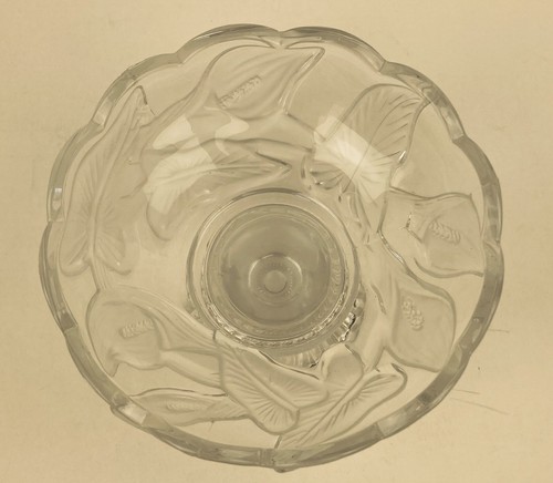 Clear Glass/Crystal Compote Candy Dish Floral Leaves Frosted 5 1/4"Tall NO Chips - Picture 3 of 6