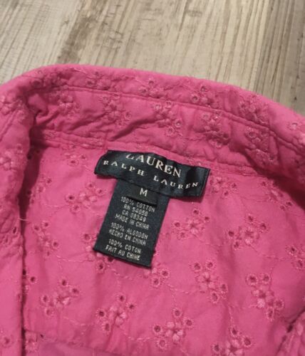 Lauren Ralph Lauren Womens Pink Eyelet Wrap Blouse Size M Sleeveless - Picture 3 of 4