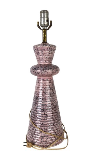 Vintage 1950s Table Lamp Pink Black White Speckled Ceramic 14.5" Atomic MCM!! - Picture 2 of 11