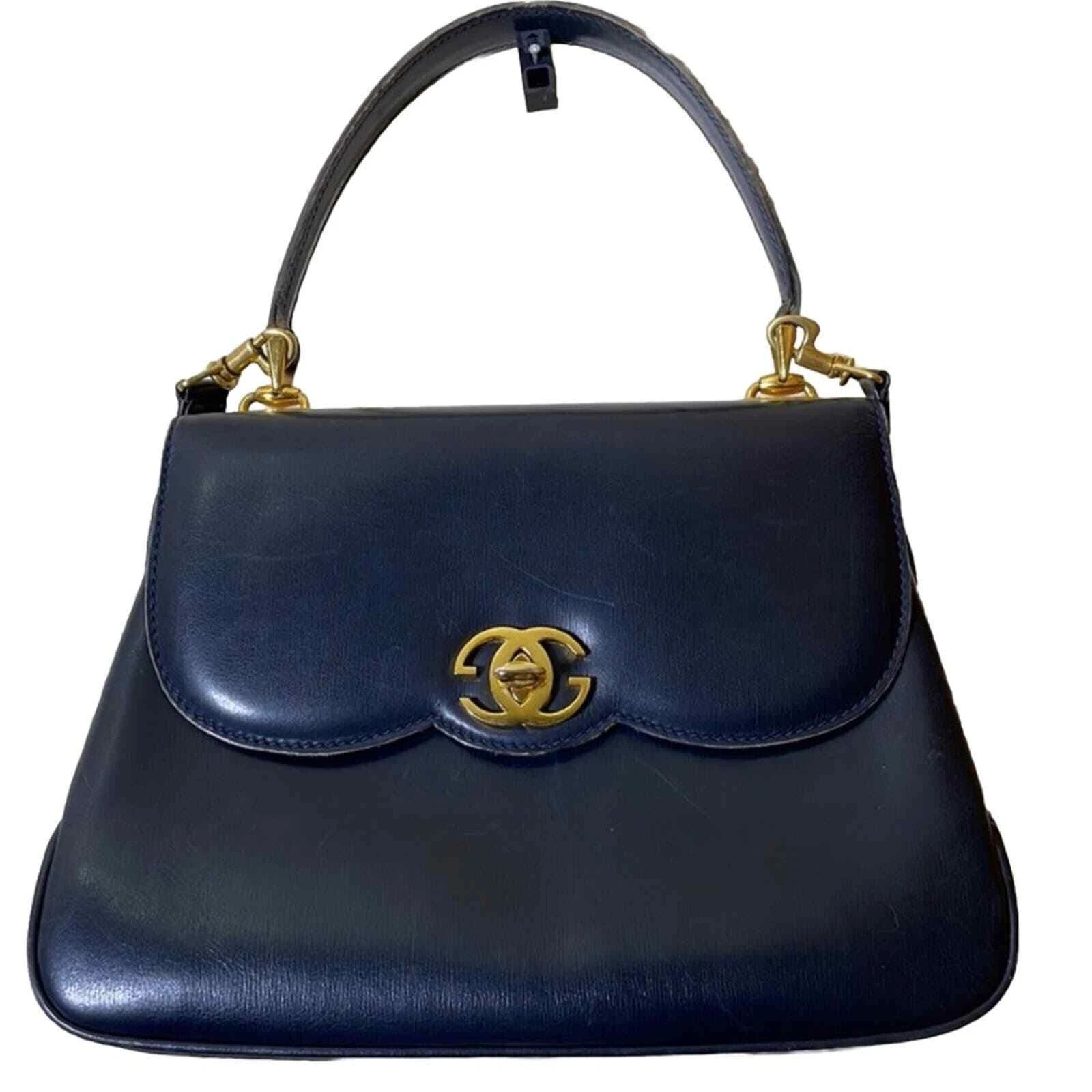 RARE BANDOULIÈRE GUCCI vintage noir rabat cadenas logo GG Supreme poignée supérieure