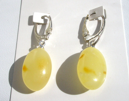 PENDIENTES DE ÁMBAR BÁLTICO NATURAL - CARAMELO DE HUEVO - Imagen 7 de 13