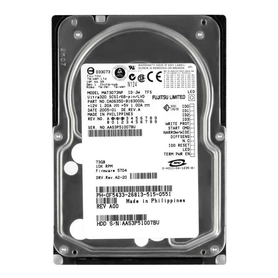 Hard Drive Dell 0F5433 F5433 MAT3073NP 73GB 10000U/Min 8MB SCSI U320 3.5 " Inch - Image 3 of 3