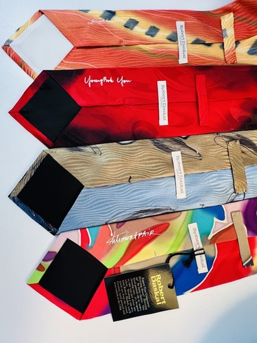 Robert Daskai Men’s Silk Tie Lot Of (4) Hand Painted Artist Signed Vivid Vintage - Picture 3 of 4