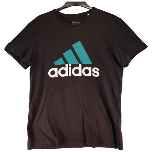 Adidas Mens T-Shirt Size M Black Short Sleeve Crew Neck Cotton Polyester