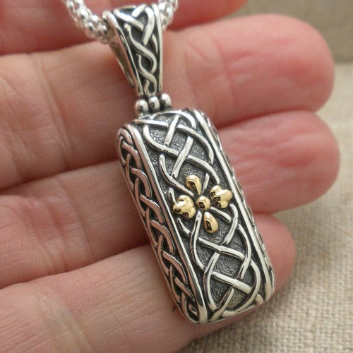 Sterling Silver Celtic Labyrinth Pendant with 18K Accents Keith Jack Jewelry - Picture 2 of 10
